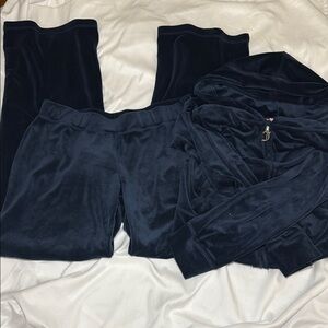 Women's Velvet Pants and Jacket Set - Black